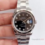 Swiss Replica Rolex Datejust EW Factory 3235 316L Watch Stainless Steel Black Diamond Dial_th.jpg